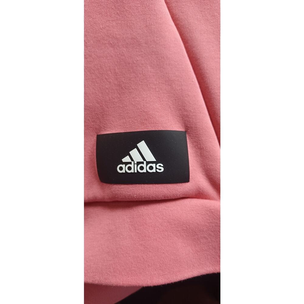 Adidas Pink Cropped Zip Hoodie Small Women Athletic Jacket 3 Stripe Sporty - Picture 8 of 10